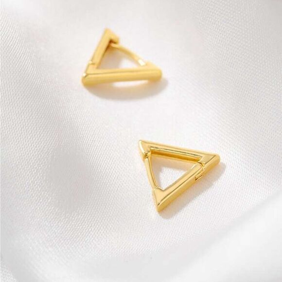 Geometric Triangle Stainless Steel Earrings, Smooth Ear Stud, Trendy Earrings - Picture 5 of 14